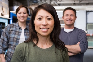 Coworkers in a warehouse Coworkers in a warehouse